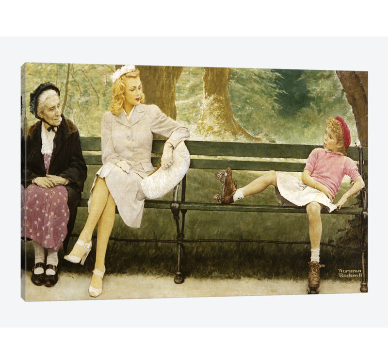La réunion (entièrement) par Norman Rockwell - reproduction d'art graphique sur toile, H 26 po x l 40 po x P 1,5 po