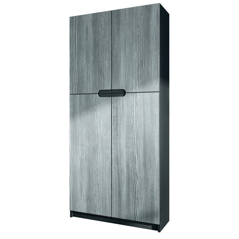 Mazeppa 4 -Door 4 -Shelf, Matt black/Dark grey
