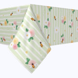 Rectangular Tablecloth, 100% Cotton, 52X104", Springtime Floral Stripe
