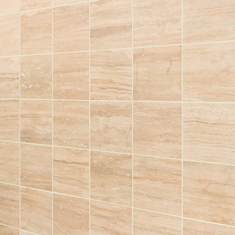 Travertine 6x6 Vein Cut Filled Honed Tile, Classic Honed