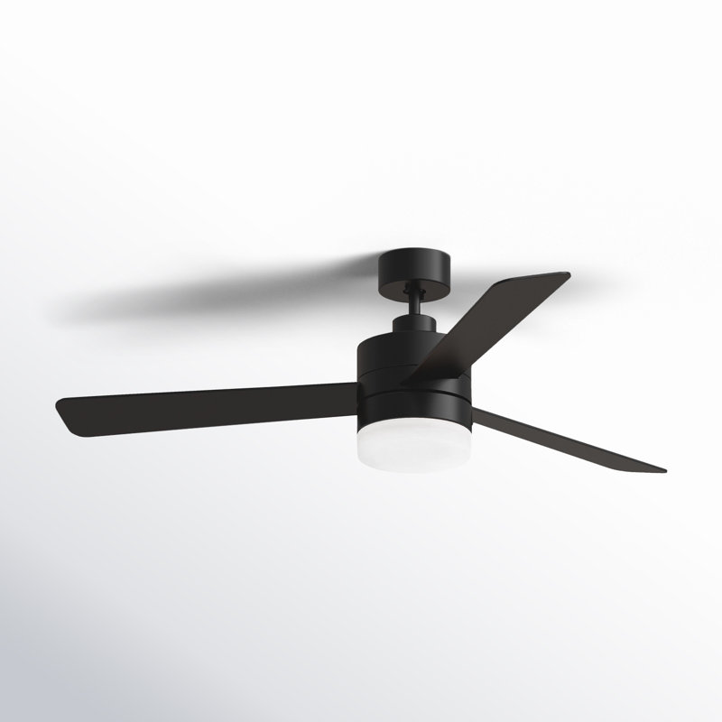 Adna 44'' Ceiling Fan with Light Kit, Midnight Black, Midnight Black, 52"