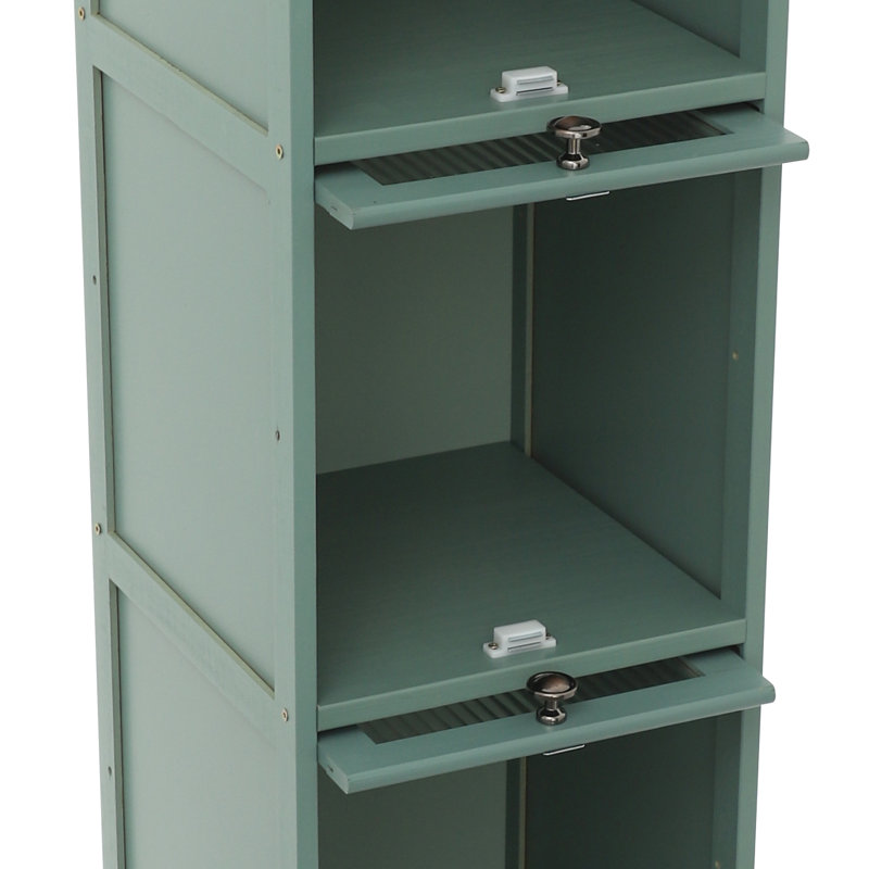 4-Tier Storage Cabinet Small Narrow Organizer Cabinet Freestanding Corner Cabinet For Bedroom, Living Room, Study Room, Green