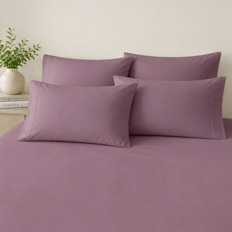 6-Piece Premium Deep Pockets Microfiber Sheet Set, California King, Light Plum