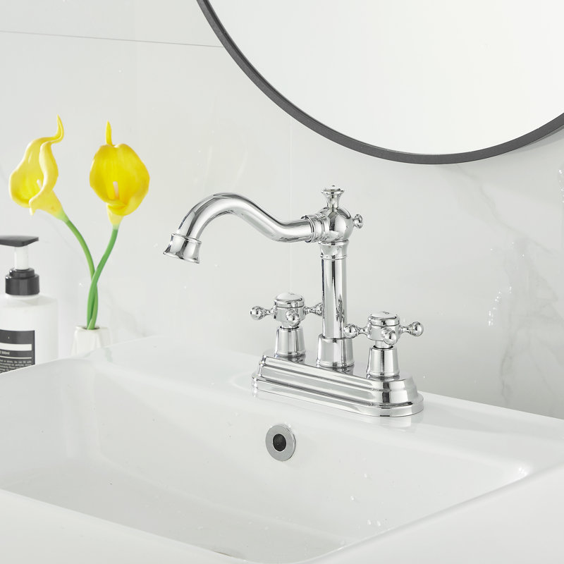 Centerset 4Inch Bathroom Sink Faucet With Drain Assemly, Brushed Nickel
