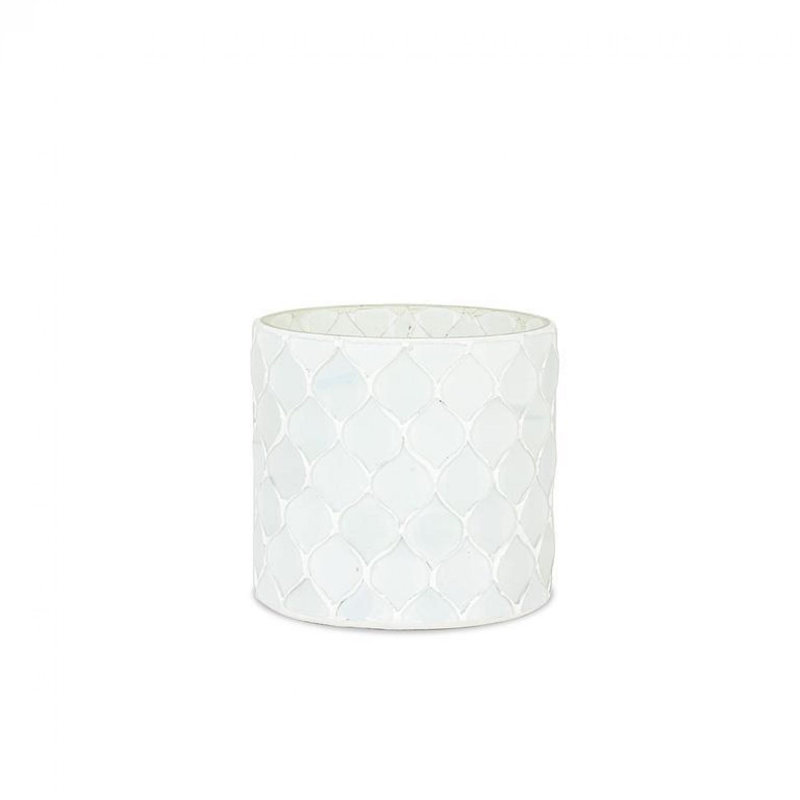 Tile Pattern Lantern Hurricane Style Candle Holder, 3" H x 3" W x 3" D