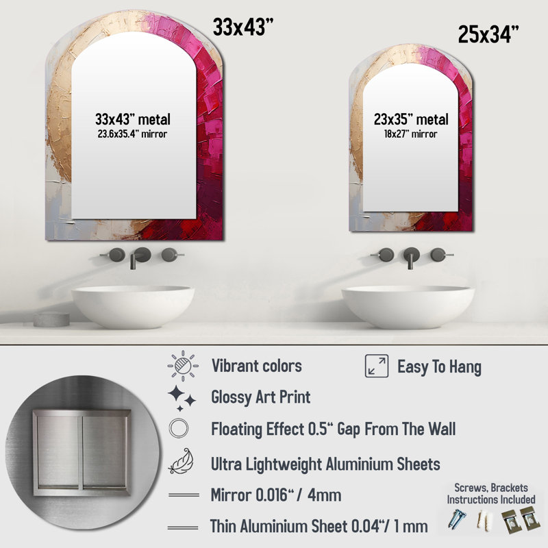 Miroir mural beige et beige, 34 po x 25 po