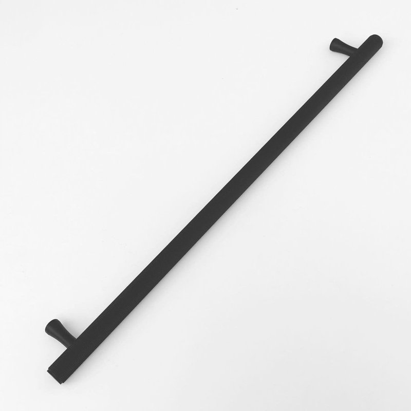 Texture Solid Brass Cabinet Handle, 17 5/8", Matte Black