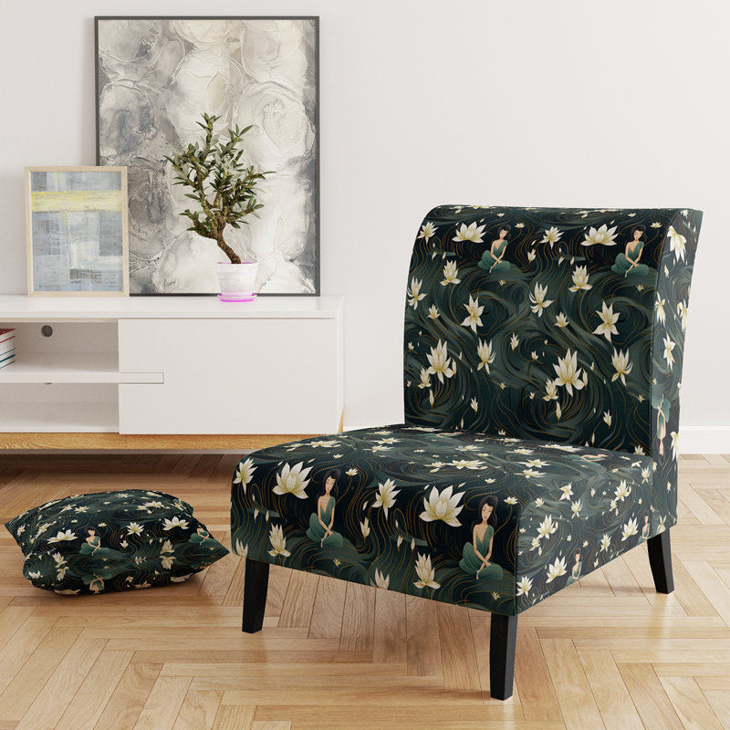 Rustic Victorian Brocade Victorian Pattern - Upholstered Floral Accent Chair Cottage Side Chair