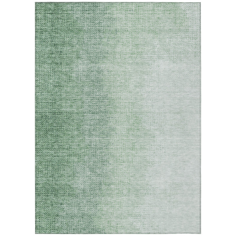 Tapis extérieur lavable abstrait vert artichaut 5 pi x 8 pi HomeRoots