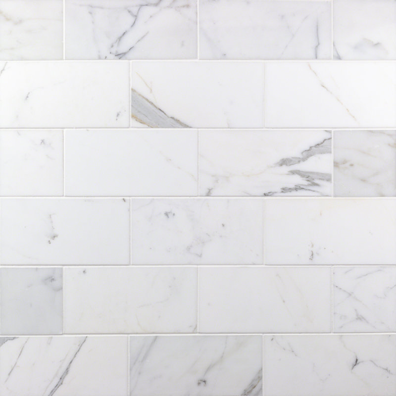 Calacatta 4" x 8" Marble Marble Subway Wall & Floor Tile