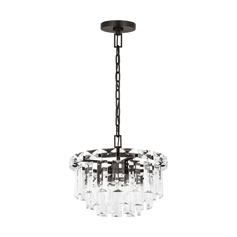 Dimmable Tiered Chandelier, Aged Iron, 14.76" H x 16.13" W x 16.13" D