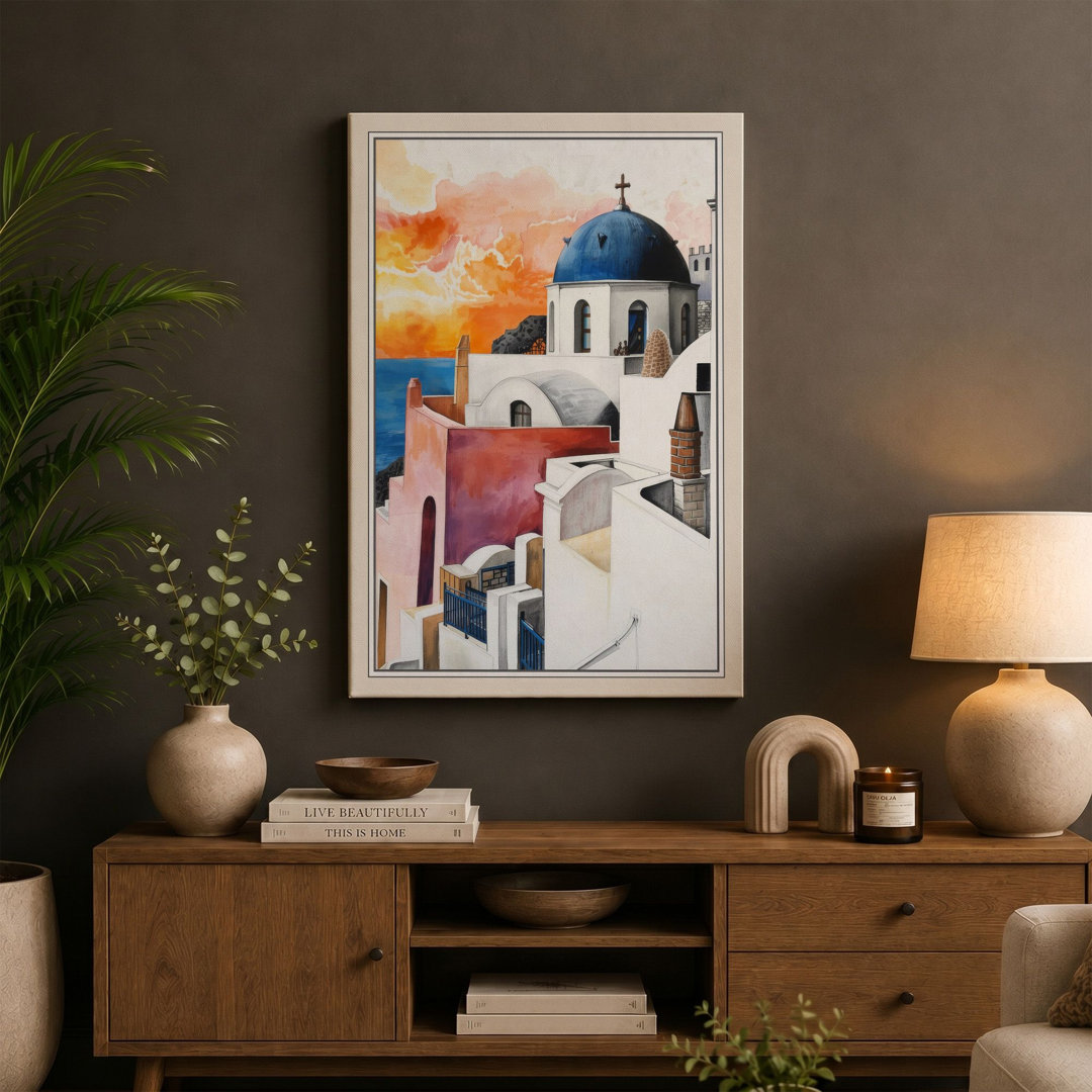 Mediterranean Sunset Coastal - Wrapped Canvas