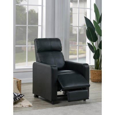 Banesa Upholstered Home Theater Push Back Recliner Black