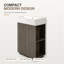 Meuble-lavabo autoportant de 55 cm de largeur, avec rangement latéral ouvert et dessus en céramique.-1194233733
