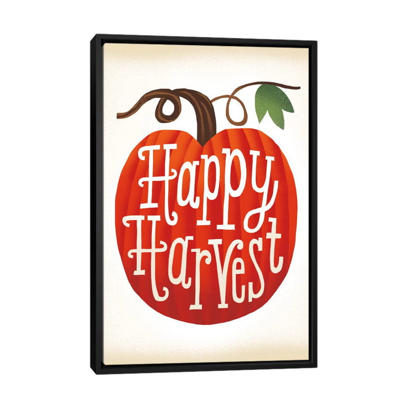 « harvest time series : happy harvest », art textuel sur toile, H 26 po x l 18 po x P 1,5 po, Toile encadrée noire