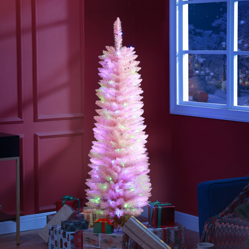 Arbre artificiel 5 'en rose avec 150 lumières et 250 branches de Noël 5 pi