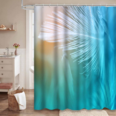 Green Turquoise Blue Color Teal Shower Curtain with 12 Hooks