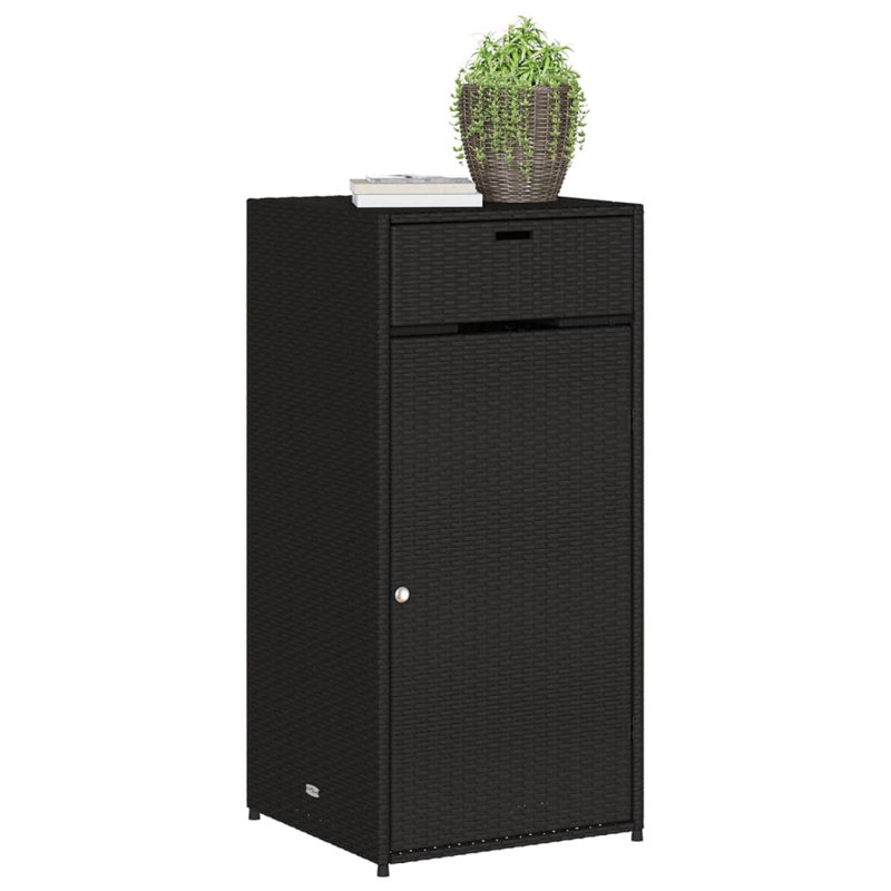 Garden Storage Cabinet 55X55x111 Cm Poly Rattan, Black
