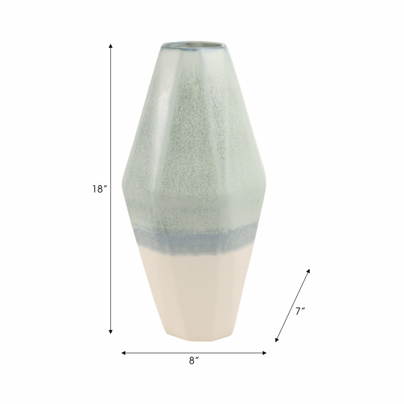 Earthenware Decorative Vase With Geometric Design - Stylish Modern Accent For Floral Arrangements And Home Decor