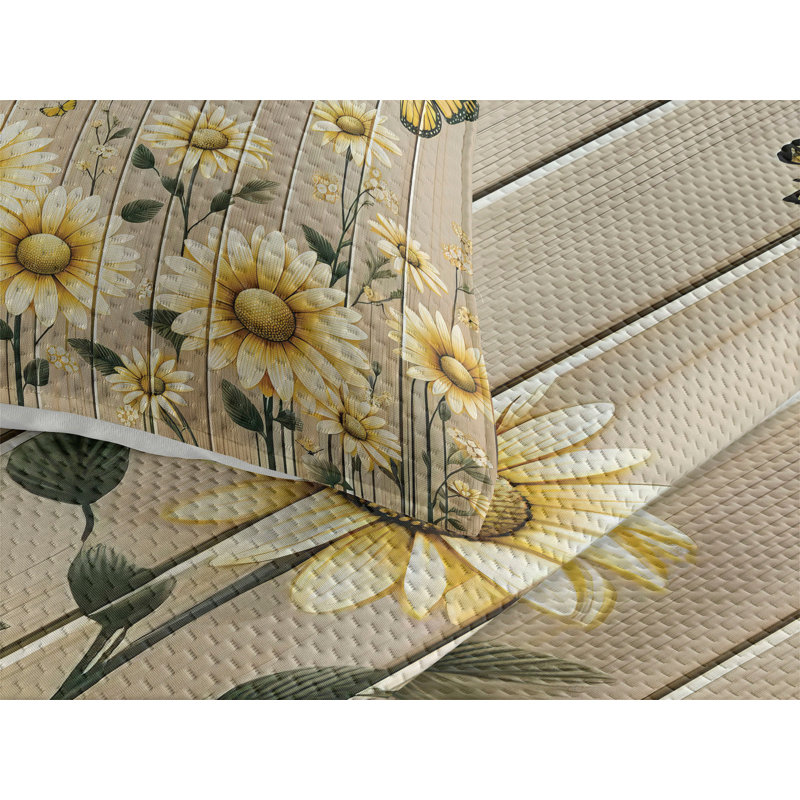Polyester Floral Coverlet, Queen Coverlet + 2 Standard Shams