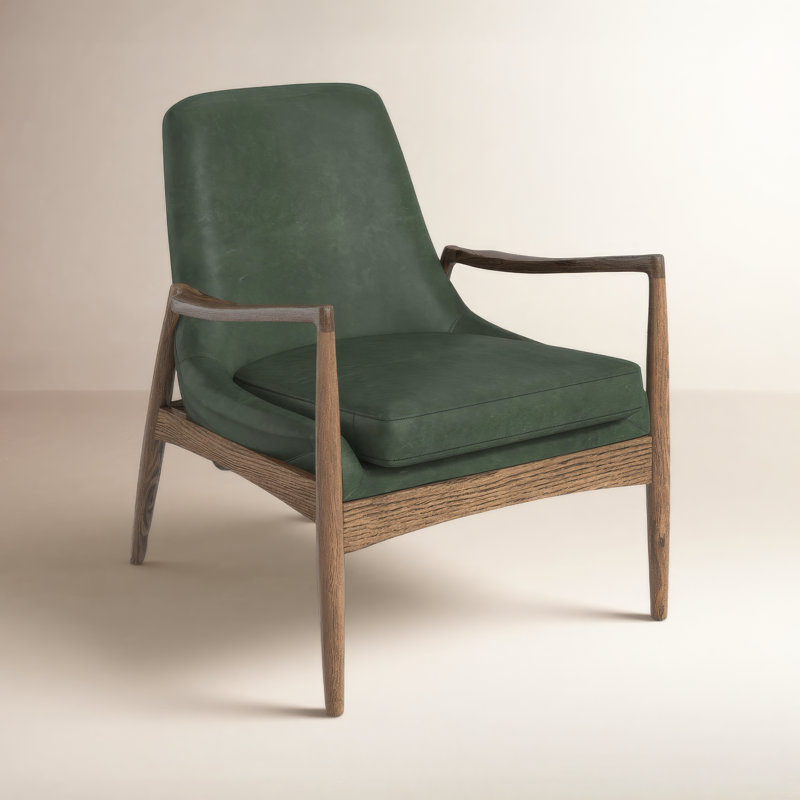 Bogota 27" Wide Genuine Leather Armchair, Green Genuine Leather