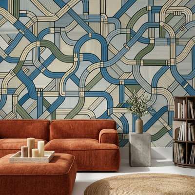 Mid Century Modern Wallpaper Retro Geometric Wall Mural