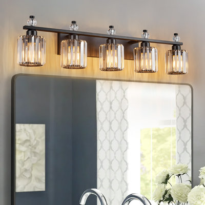 Lampe de meuble-lavabo moderne en cristal avec abat-jour cylindrique