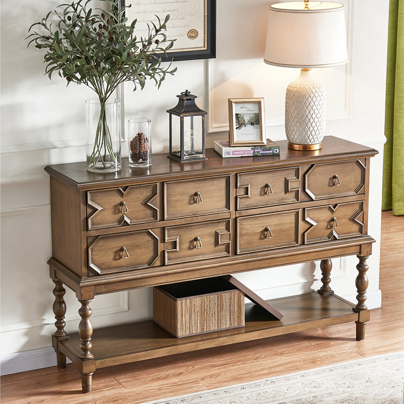 Console en bois de style américain., H 37 po x l 55 po x P 14,9 po