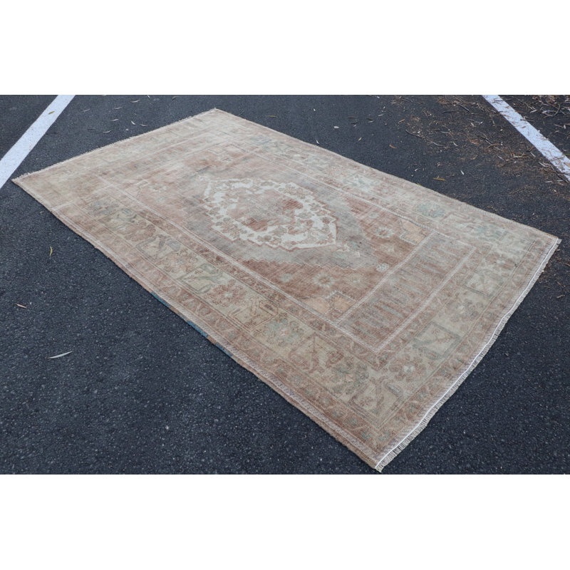 Grand tapis turc Oushak rétro idéal pour rafraîchir votre salon avec une touche organique antique