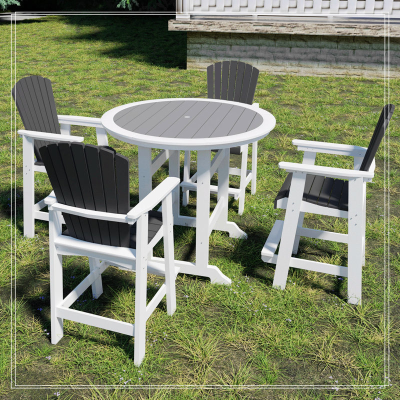 HDPE Outdoor Round Bar Table Set, 4