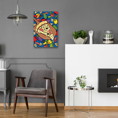 Lark Manor ™ «Pizza Slice With Toppings» par Ron Magnes, art mural en verre acrylique