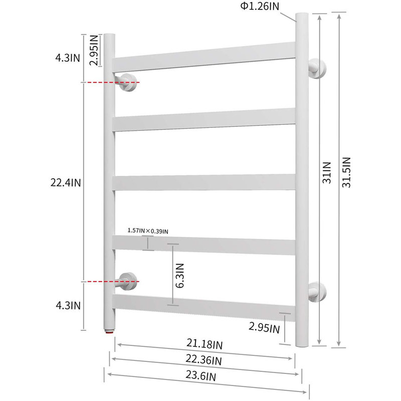 Flat Towel Rail Towel Warmer, White