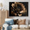 Dahlia noir et doré - Art mural sur toile floral et botanique