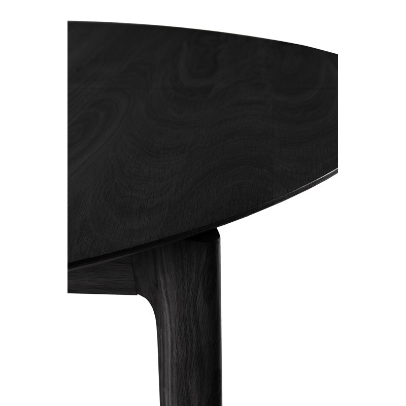 Bok Round Solid Oak Dining Table, Black