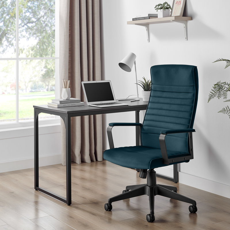 Alexas Luxury Velvet Office Chair - Ergonomic Adjustable Supporting Modern Design, Blue