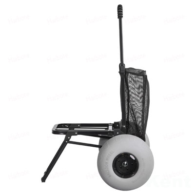 Beach Dolly avec de grandes roues pour le sable, une plate-forme de chargement de 18 po x 15 po, un chariot de sable pliable avec des roues à ballons de 12 po, une capacité de chargement de 165 lb et une hauteur réglable de 34 à 45 po, chariot robuste