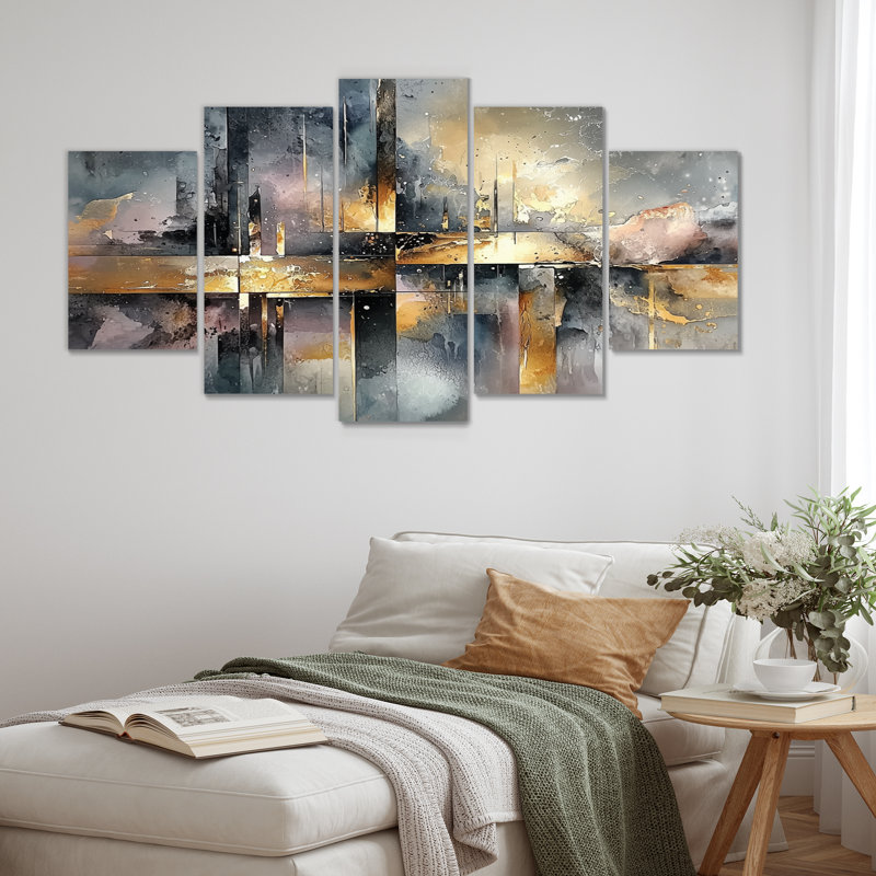 Geometric Ink Pulse II - Constructivism Wall Art - ensemble d'art mural moderne