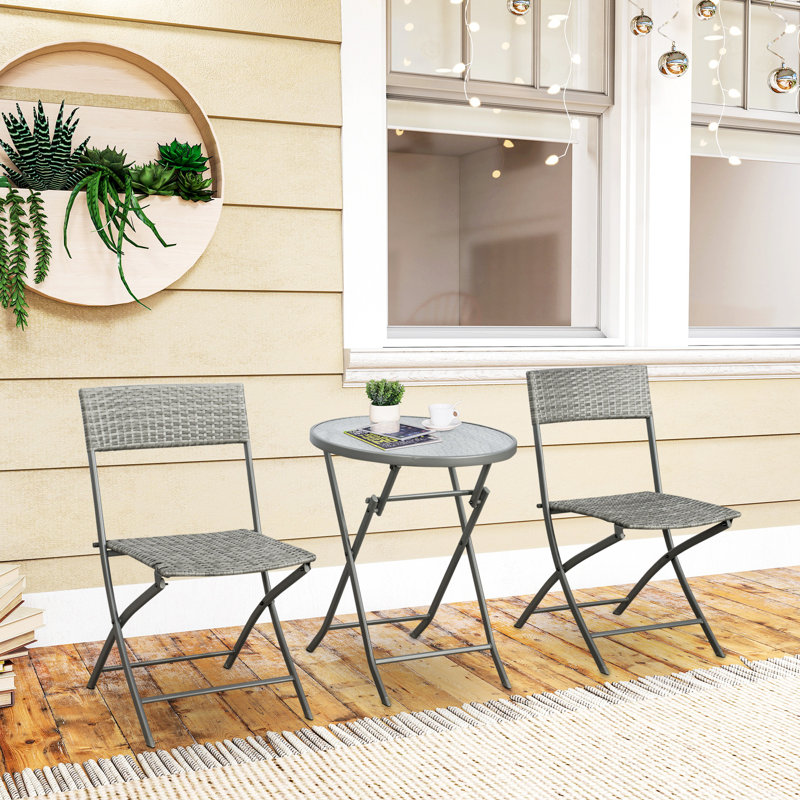 Rosio 2 - Person Patio Dining Set with Round Table, Grey