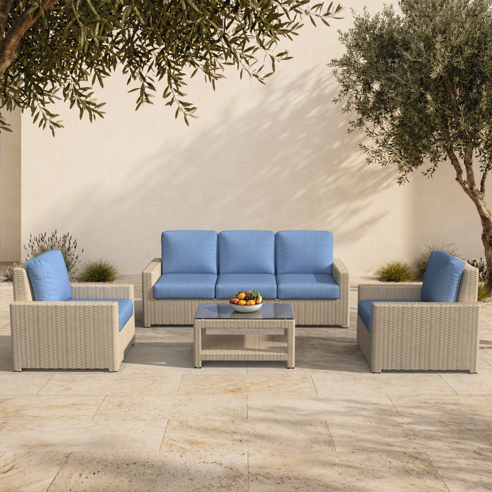 Henri 5-Person Sunbrella® Patio Seating Group, Sunbrella® Canvas Navy