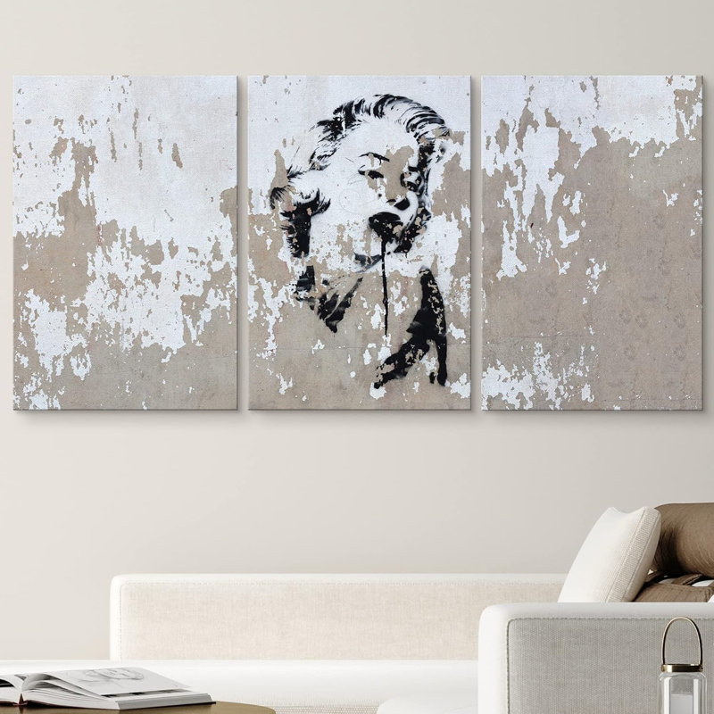 Marilyn Monroe, pochoir triptyque, graffiti et art urbain, pittoresque, urbain, 3 pièces, H 36 po x l 72 po x P 1,5 po