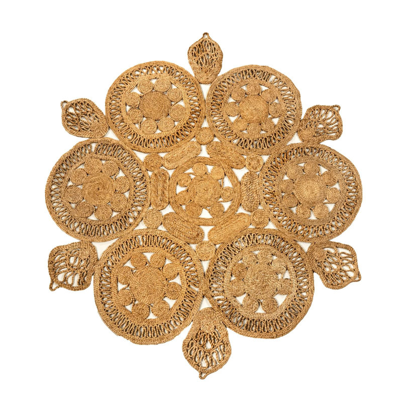 Handwoven Braided Hexagonal Jute Mat