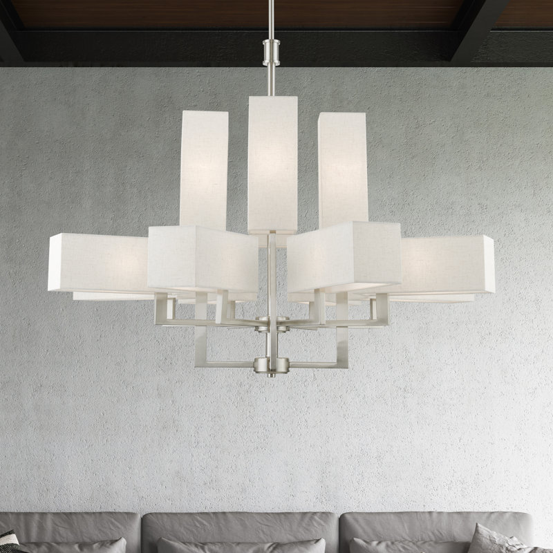 Lustre à 12 lumières Elser, Nickel brossé
