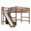 Lit mezzanine double avec escalier de rangement, glissade et lumière DEL-133239080