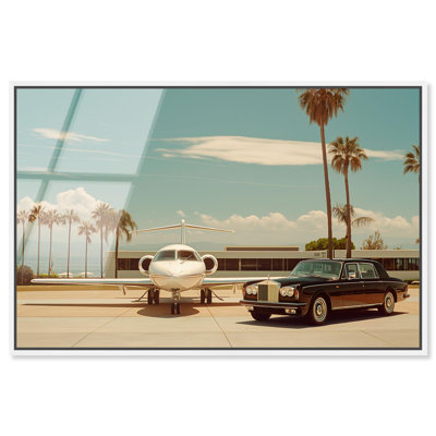 Sky Meets the Road Framed High-Gloss Acrylic Glass Wall Art Retro Photography by Art Remedy, White Frame, 36 x 24