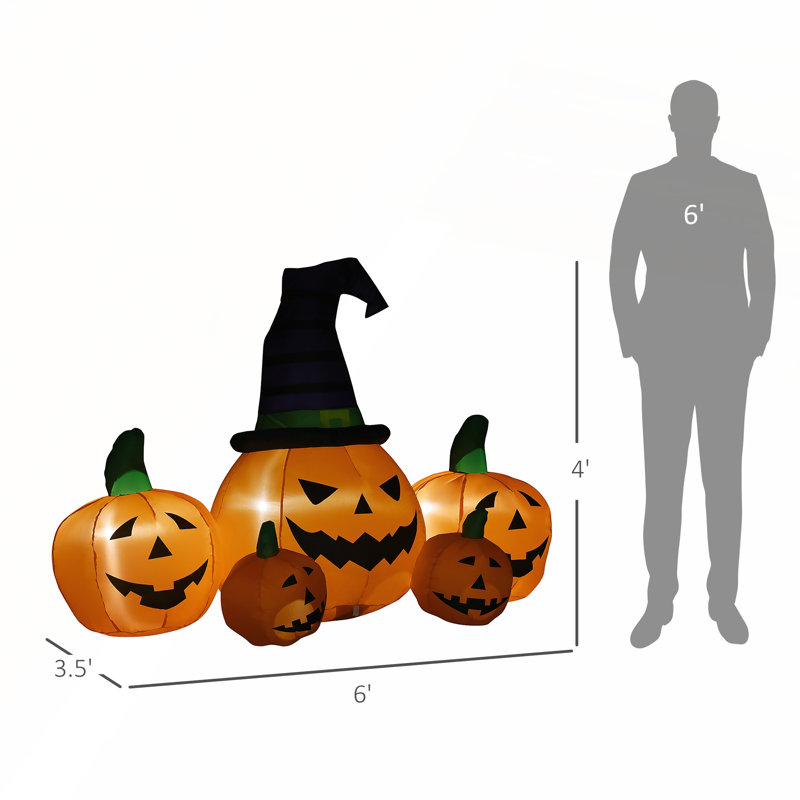 Décoration d'Halloween gonflable de 73 po avec 5 citrouilles Outsunny