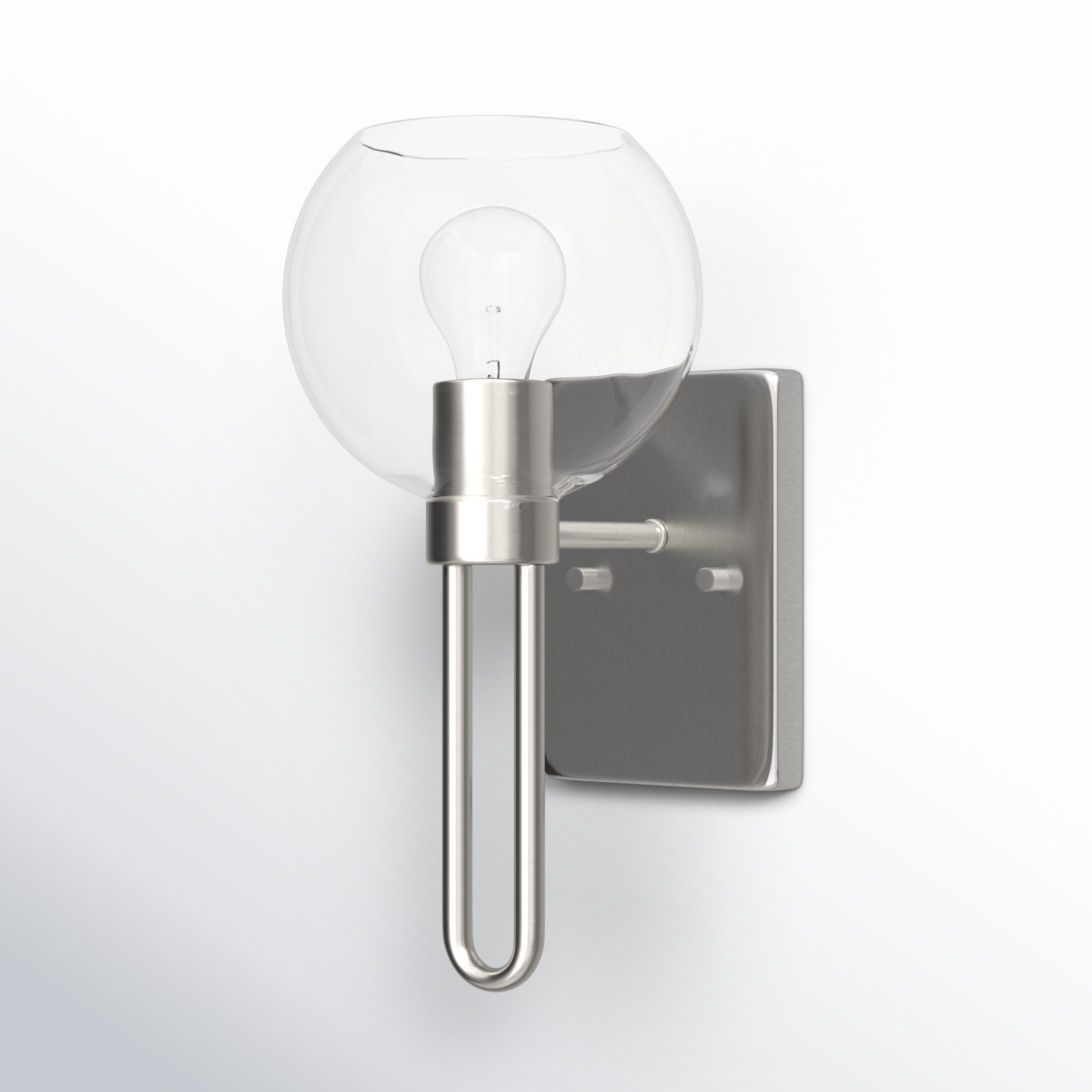 Single Transparent Dimmable Bath Sconce, Brushed Nickel