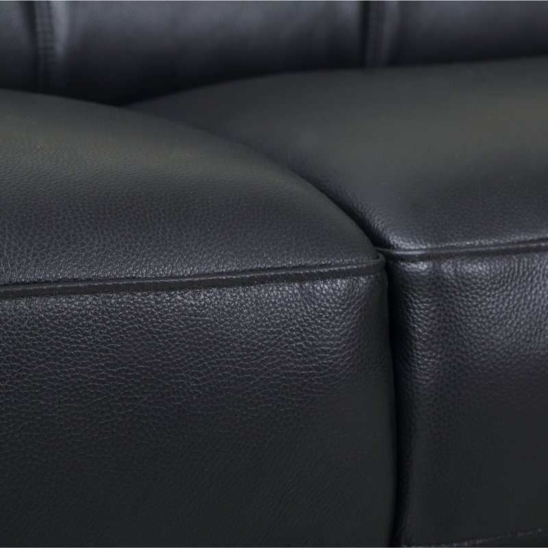 Chaise en cuir italien à grain supérieur, Noir