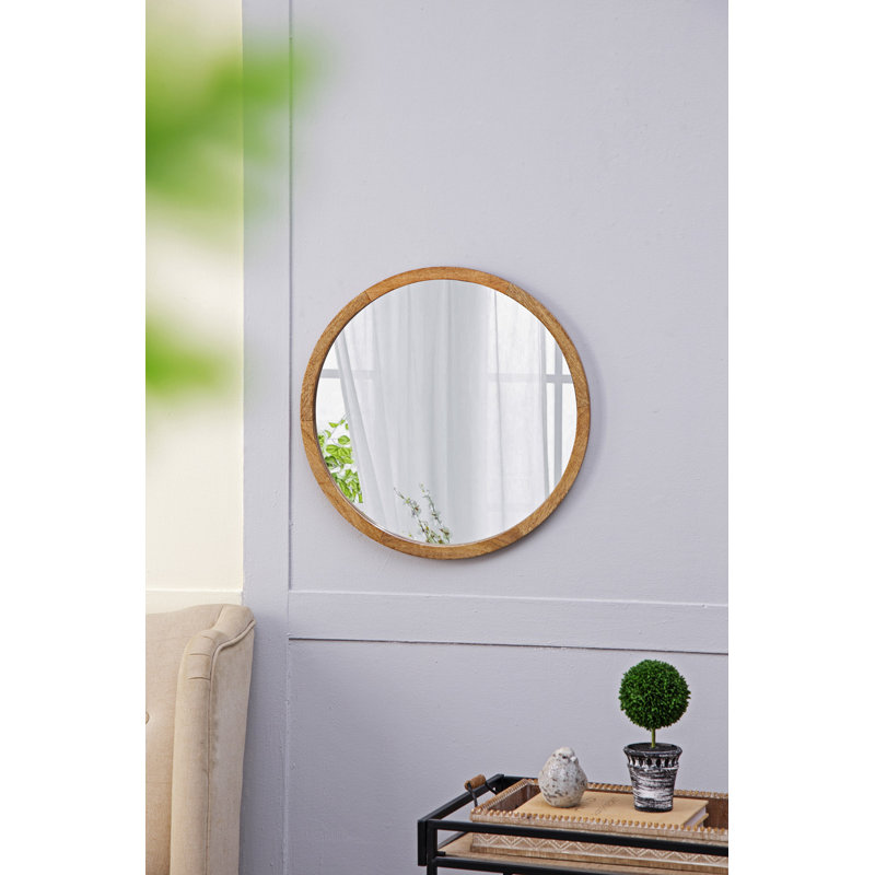 Miroir mural circulaire pour salon, salle à manger, vestibule, Brun