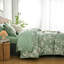 7 pièces courtepointe à motif de fleurs et de plantes vertes et literie respirante douce et confortable, parfaite pour toute chambre à coucher ou chambre d'amis (1 courtepointe + 1 drap plat + 1 drap-housse + 1 taie d'oreiller sans bourre)