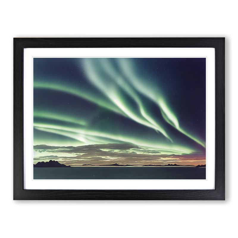 Showstopping Northern Lights - Single Picture Frame Print, 46cm H x 64cm W x 2cm D, Black